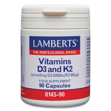 Витамины D3 и K2, 60 растительных капсул, Lamberts