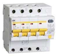 Автоматический выключатель IEK АД14 MAD10-4-016-C-030 16A тип C 4.5kA 30мА AC 4П 230/400В 5мод белый