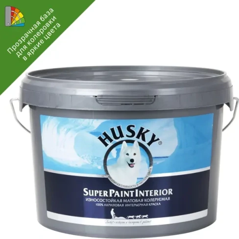 Краска для стен Husky Super Paint Int моющаяся матовая прозрачная база С 2.25 л HUSKY None