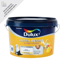 Краска для стен кухни и ванны Dulux Ultra Resist моющаяся полуматовая цвет белый база BW 2.5 л DULUX None