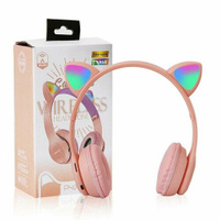 Наушники детские CAT EAR беспроводные со светящимися ушками, Cat Ear P47M, розовый CAT ear