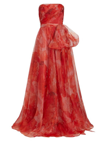 Платье без бретелек из органзы с принтом Rene Ruiz Collection