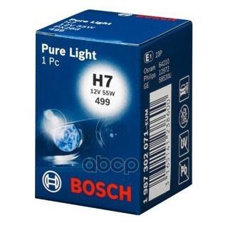 Лампа 12V H7 55W Bosch Pure Light 1 Шт. Картон 1 987 302 071 Bosch арт. 1 987 302 071