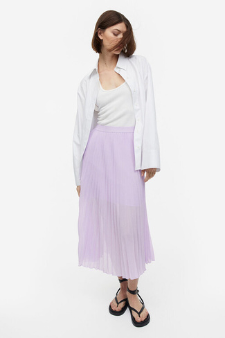 Плиссированная шифоновая юбка H&M, сиреневый
