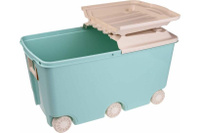 Ящик для игрушек на колесах 66,5л зеленый, 685х395х385мм Пластишка