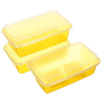 Контейнер пищевой пластик, 1 л, 9.5 см, 3 шт, лимон, прямоугольный, Berossi, Zip, ИК 17455000