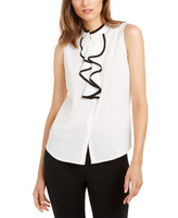 Блузка без рукавов с рюшами спереди, стандартные и миниатюрные размеры Calvin Klein